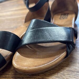 Miz Mooz - Leather Ankle Strap Flat Sandals - Altaire - Black